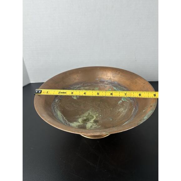 VTG Copper Dish Bowl With Rim 9" Patina Farmhouse Cottage Core French Rustic - Picture 2 of 5